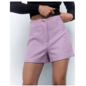 Zara Purple Women's Textured Shorts